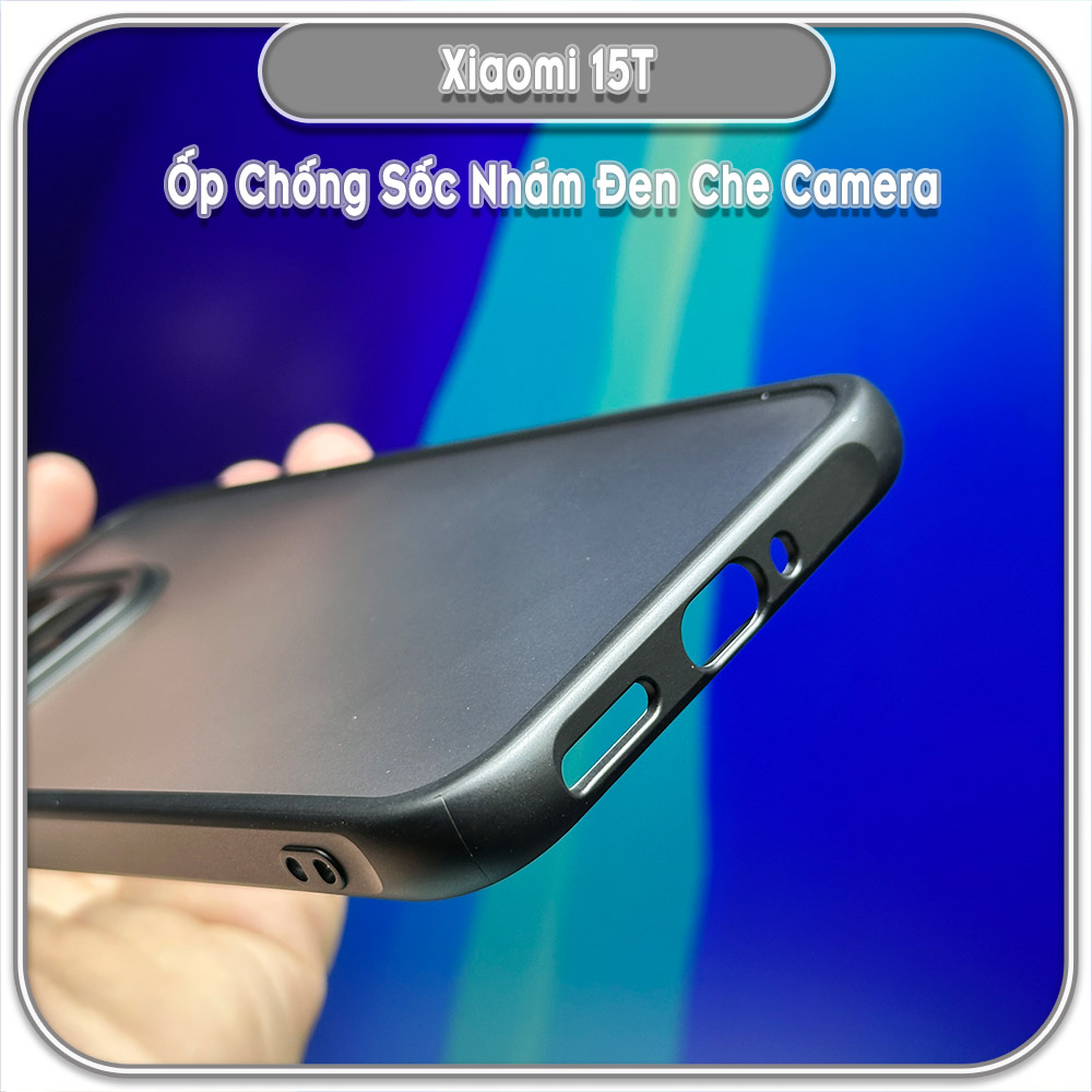Ốp lưng chống sốc nhám đen che camera cho Xiaomi 15T