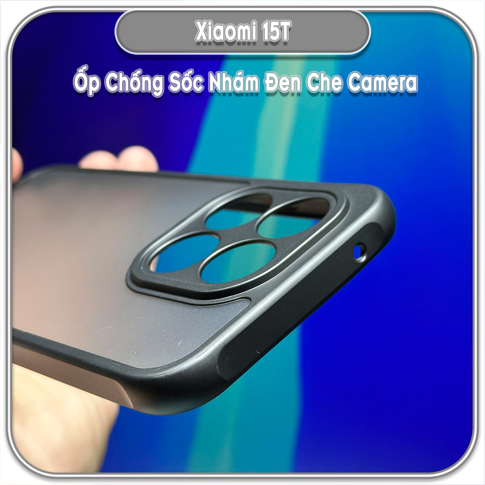 Ốp lưng chống sốc nhám đen che camera cho Xiaomi 15T