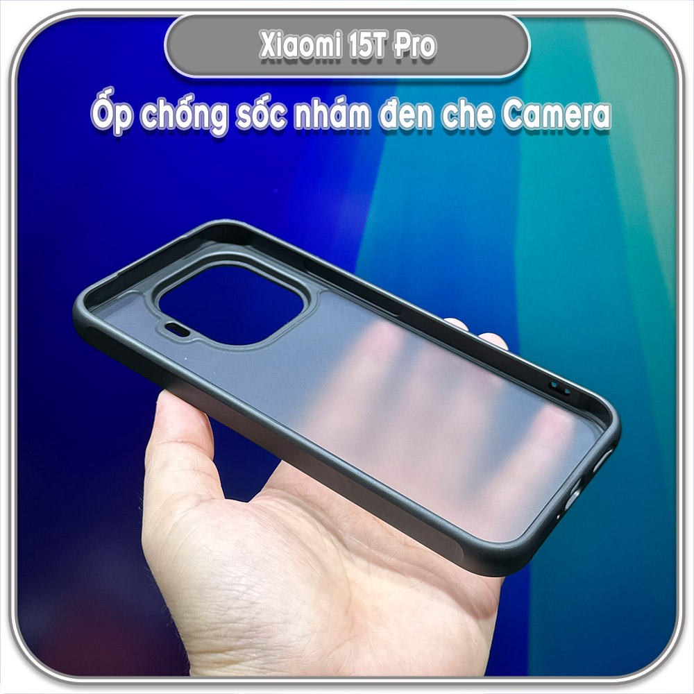 Ốp lưng chống sốc nhám đen che camera cho Xiaomi 15T Pro