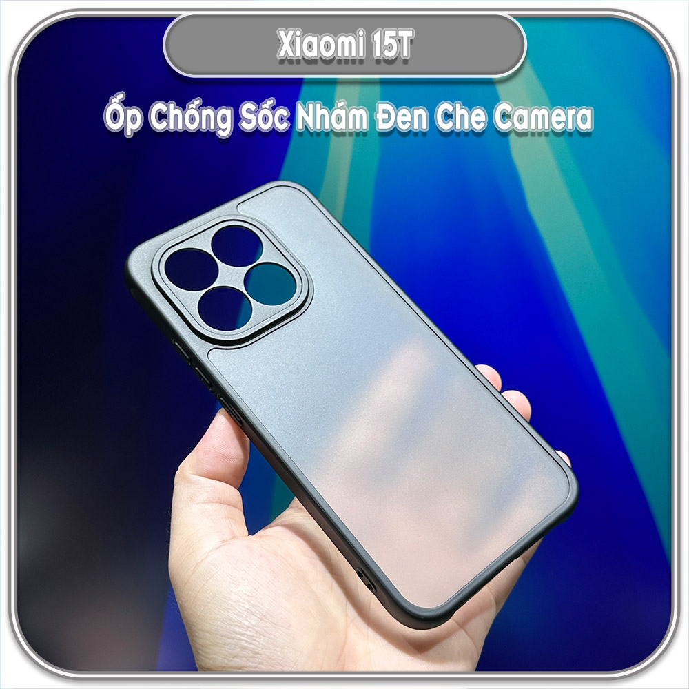 Ốp lưng chống sốc nhám đen che camera cho Xiaomi 15T