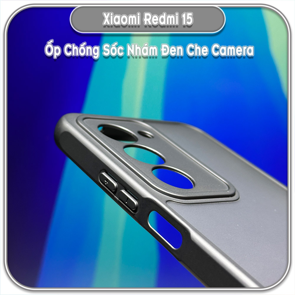 Ốp lưng chống sốc nhám đen che camera cho Redmi 15