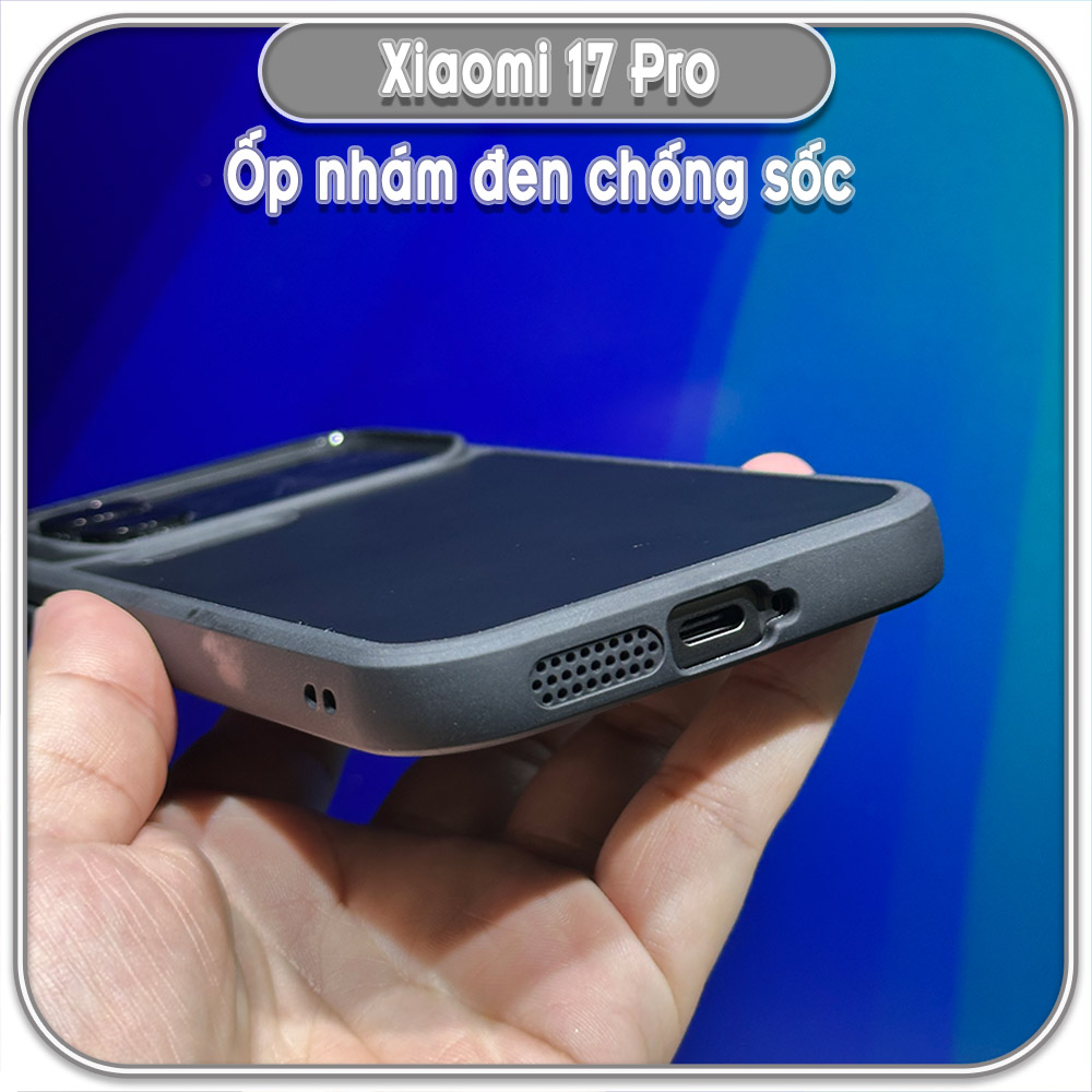 Ốp lưng chống sốc nhám đen che camera cho Xiaomi 17 - 17 Pro - 17 Pro Max