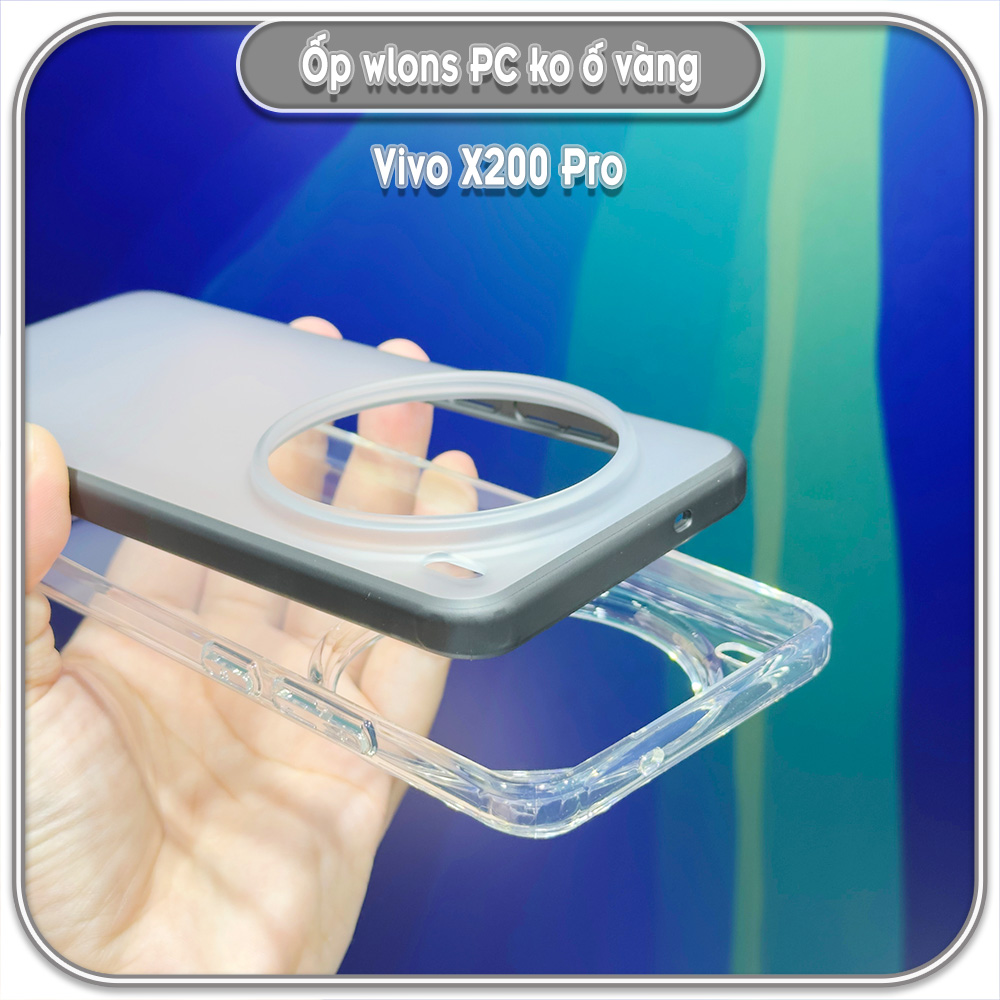 Ốp chống sốc cho Vivo X200 Pro, wlons lưng PC không ố vàng