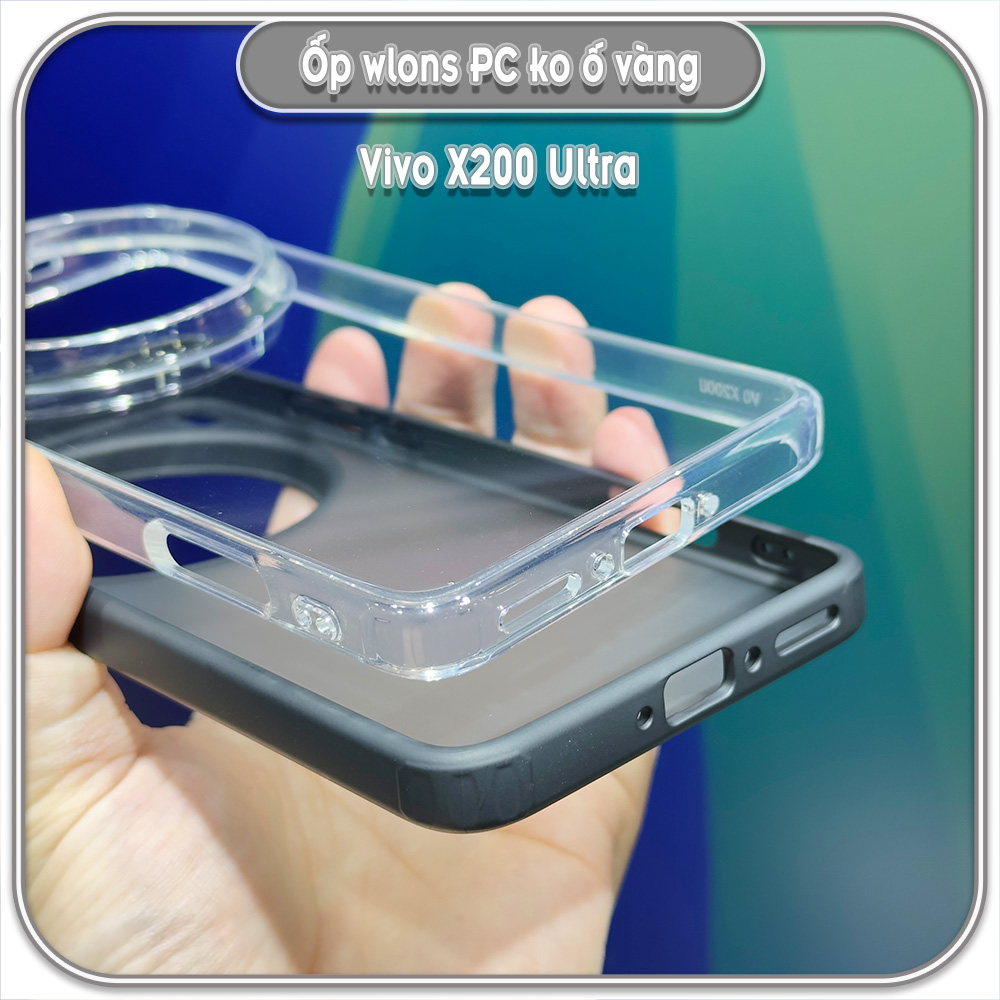 Ốp chống sốc cho Vivo X200 Ultra, wlons lưng PC không ố vàng