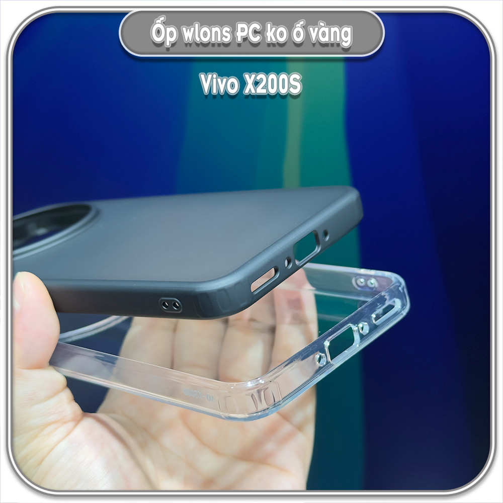 Ốp chống sốc cho Vivo X200s, wlons lưng PC không ố vàng