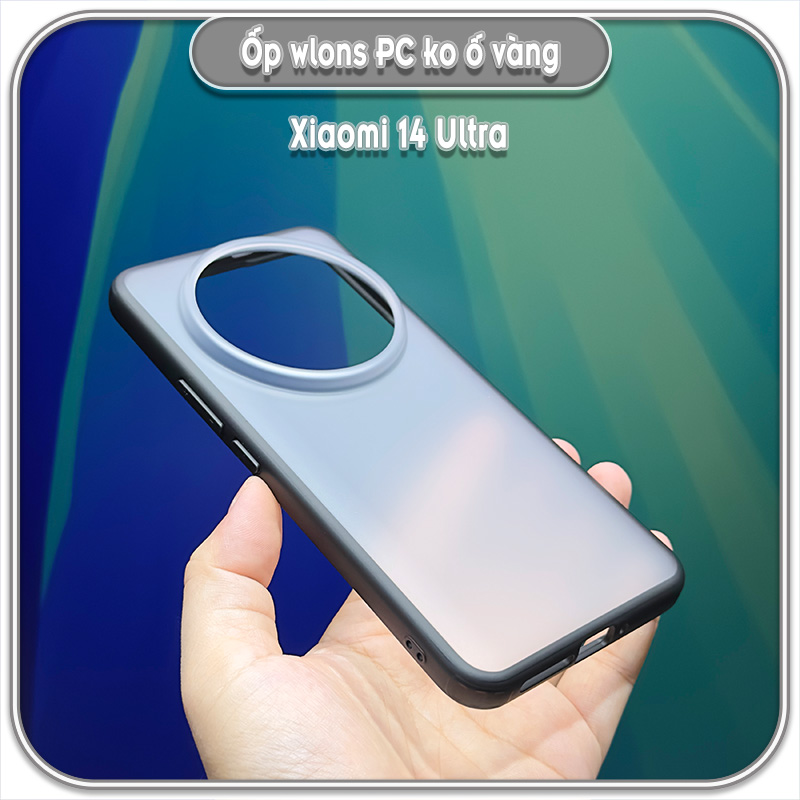 Ốp chống sốc cho Xiaomi 14 Ultra, wlons lưng PC không ố vàng