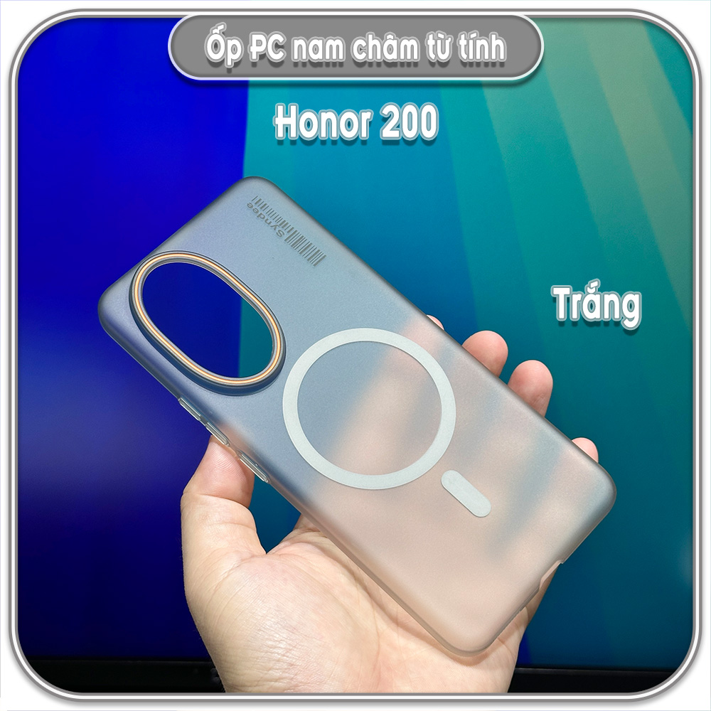 Ốp PC mỏng cho Honor 200, có nam châm sạc từ tính