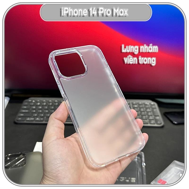 Ốp lưng cho iPhone 14 Pro Max Lưng trong - nhám viền màu LIKGUS