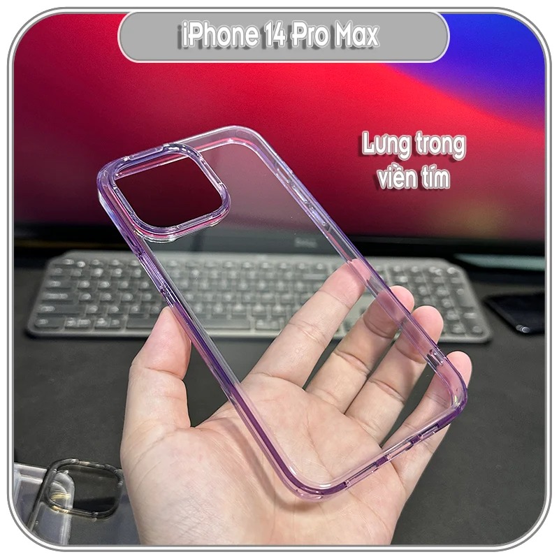 Ốp lưng cho iPhone 14 Pro Max Lưng trong - nhám viền màu LIKGUS