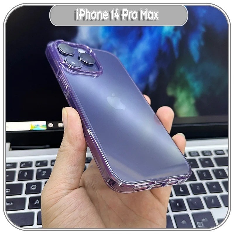 Ốp lưng cho iPhone 14 Pro Max Lưng trong - nhám viền màu LIKGUS