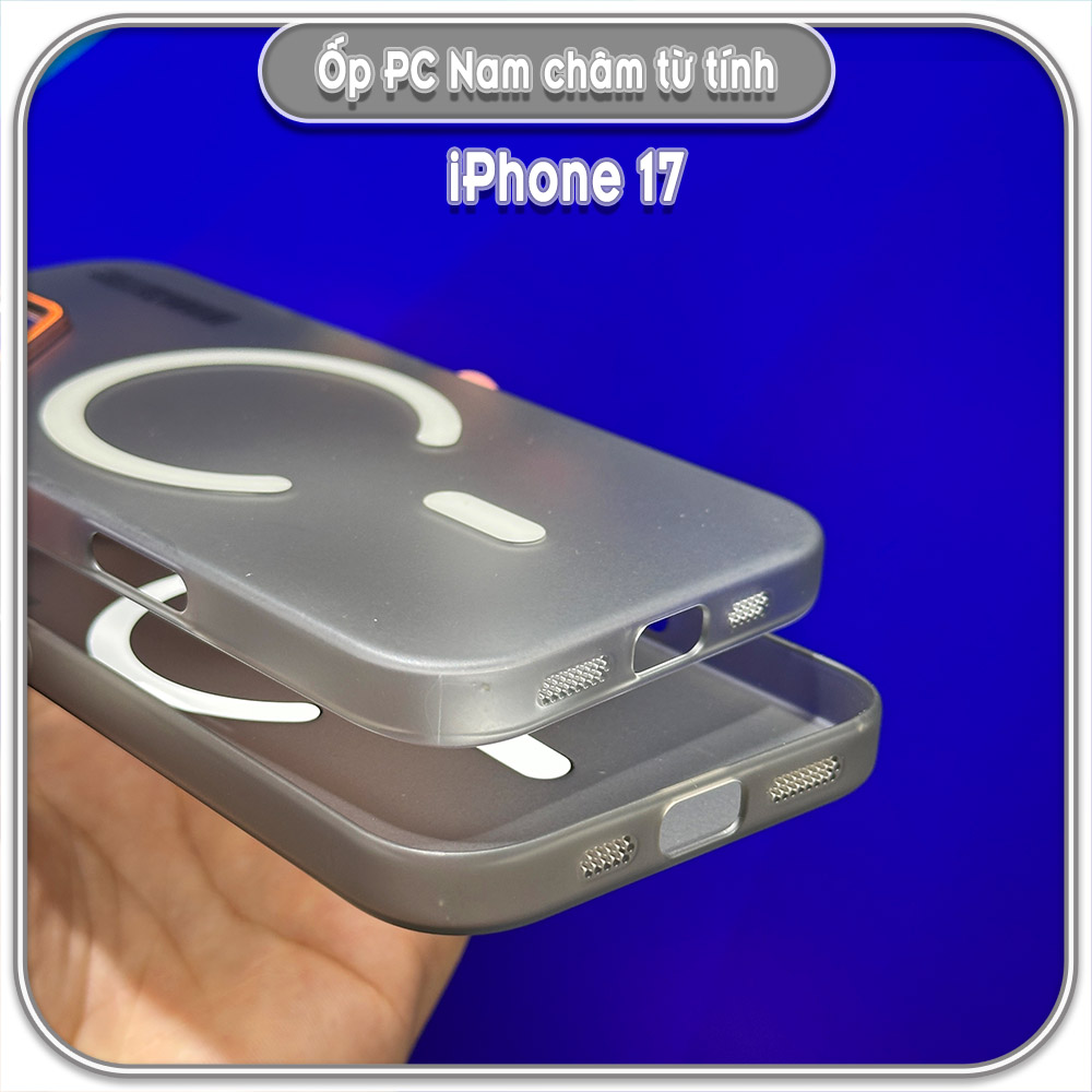 Ốp PC mỏng cho iPhone 17, có nam châm sạc từ tính