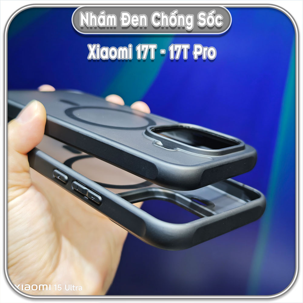 Ốp nhám đen cho Xiaomi 17T - 17T Pro, nam châm từ tính