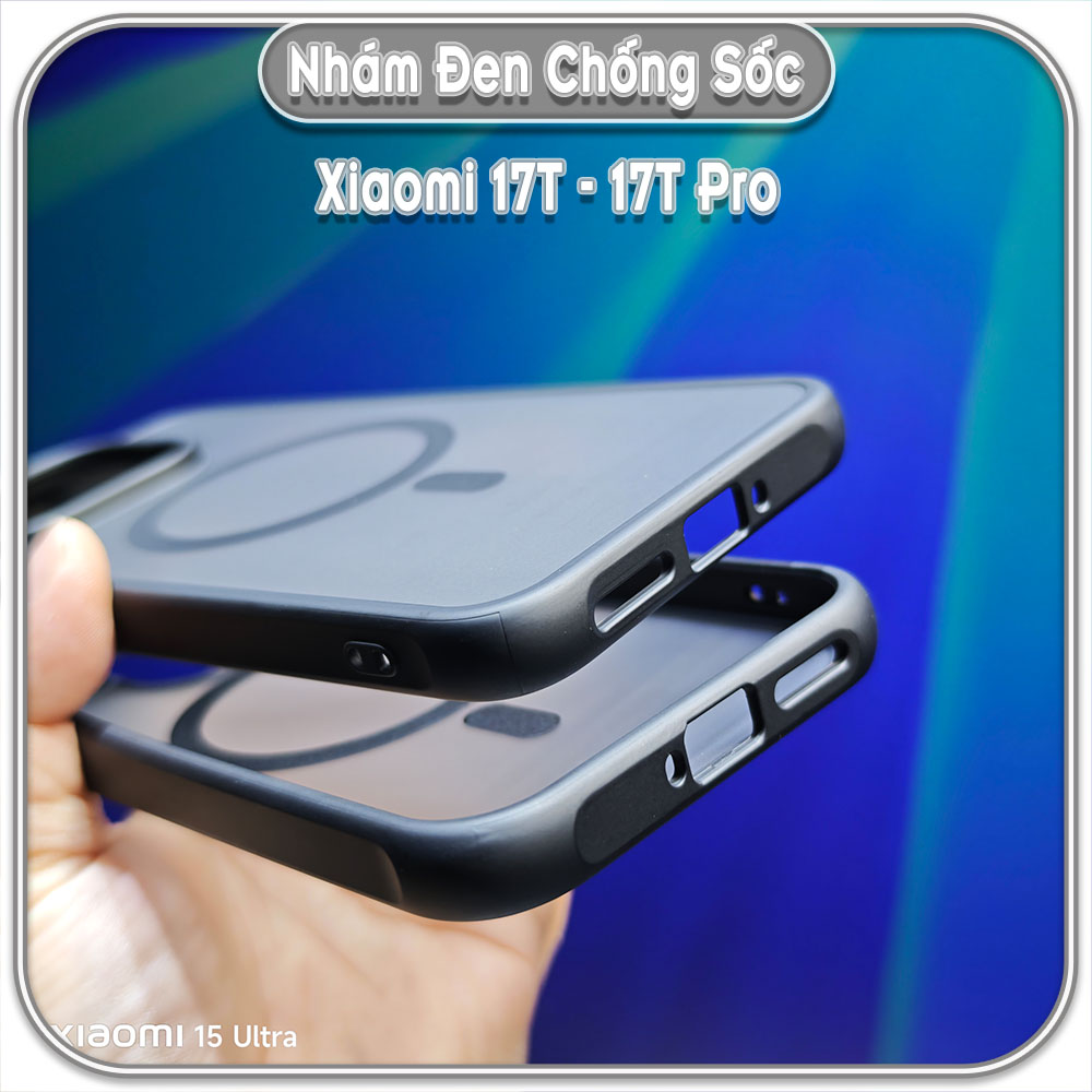Ốp nhám đen cho Xiaomi 17T - 17T Pro, nam châm từ tính