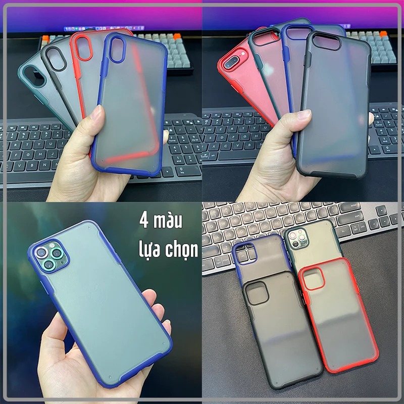 Ốp lưng chống sốc cho iPhone 12-12 Pro-12 Pro Max-11-11 Pro-11 Pro Max-X-XS-XR-XS Max-7Plus-8Plus nhám viền màu WLONS