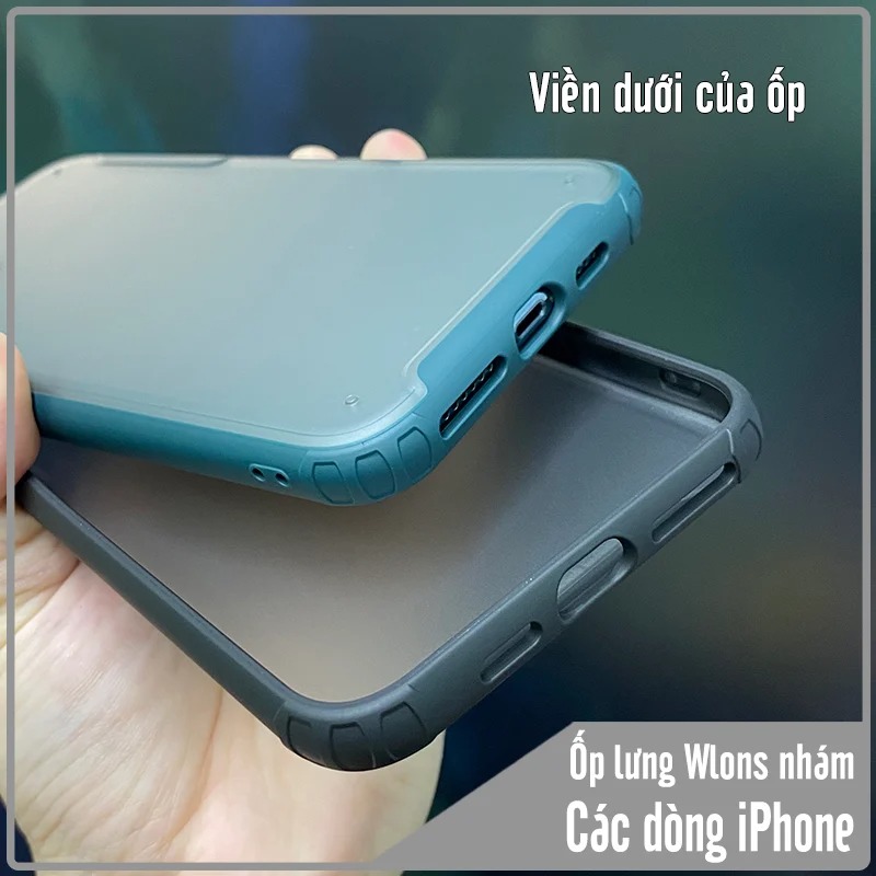 Ốp lưng chống sốc cho iPhone 12-12 Pro-12 Pro Max-11-11 Pro-11 Pro Max-X-XS-XR-XS Max-7Plus-8Plus nhám viền màu WLONS