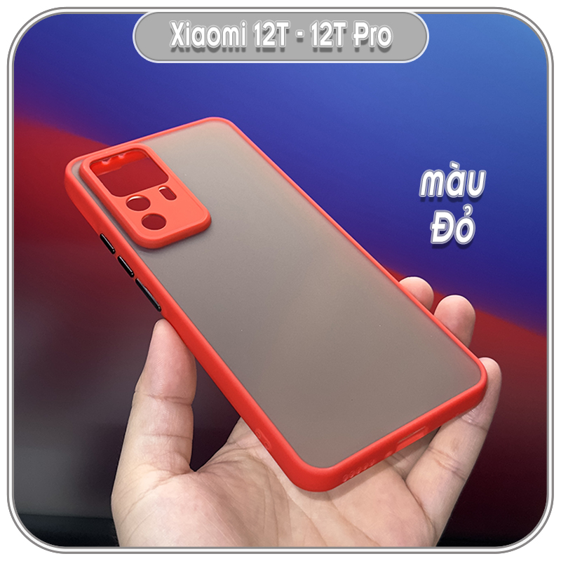 Ốp lưng cho Xiaomi 12T - 12T Pro, nhám viền màu che camera