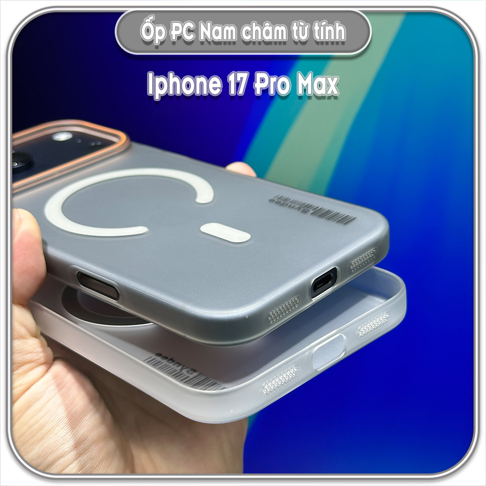 Ốp PC mỏng cho iPhone 17 Pro Max, có nam châm sạc từ tính