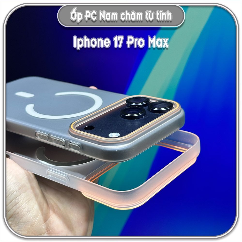 Ốp PC mỏng cho iPhone 17 Pro Max, có nam châm sạc từ tính