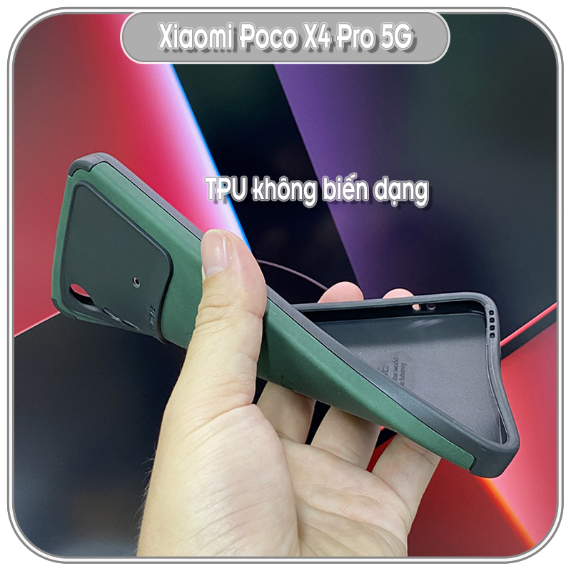 Ốp lưng cho Xiaomi Poco X4 Pro 5G da hươu 4 góc chống sốc