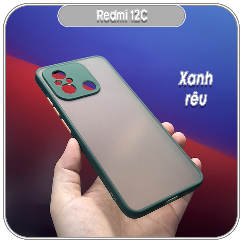 Ốp lưng cho Redmi 12C, nhám viền màu che camera