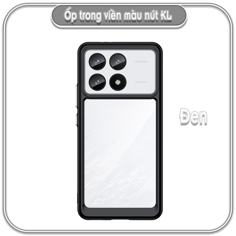 Ốp Redmi K70 - K70Pro - K70E, lưng trong ko ố vàng, viền màu nút kim loại