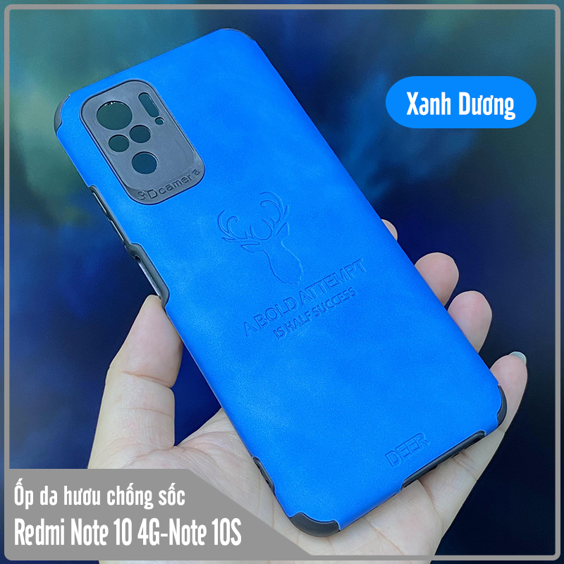 Ốp lưng cho Xiaomi Redmi Note 10 - Note 10S da hươu 4 góc chống sốc