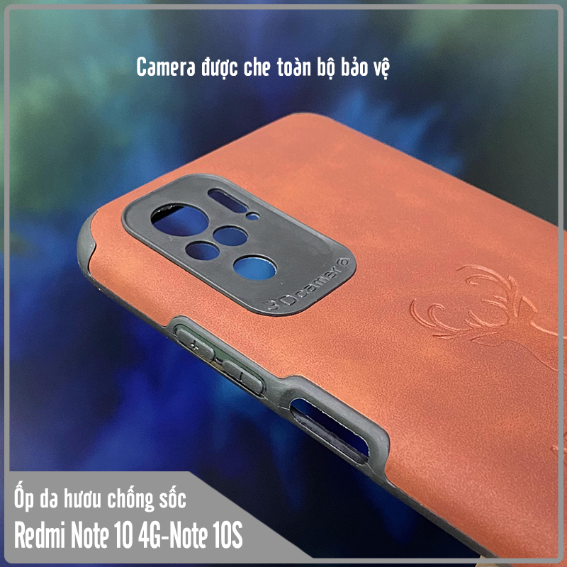Ốp lưng cho Xiaomi Redmi Note 10 - Note 10S da hươu 4 góc chống sốc