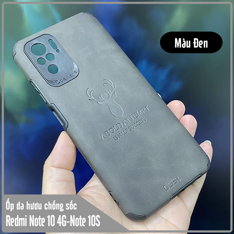 Ốp lưng cho Xiaomi Redmi Note 10 - Note 10S da hươu 4 góc chống sốc