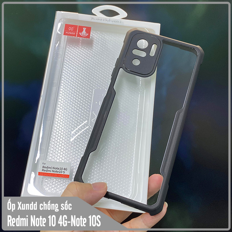 Ốp lưng cho Xiaomi Redmi Note 10S - Note 10 4G chống sốc trong viền nhựa dẻo XunDD