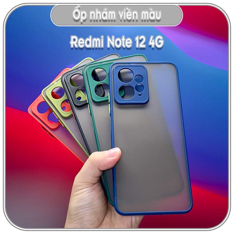 Ốp cho Redmi Note 12 4G - Note 12 Pro 5G, nhám viền màu che camera