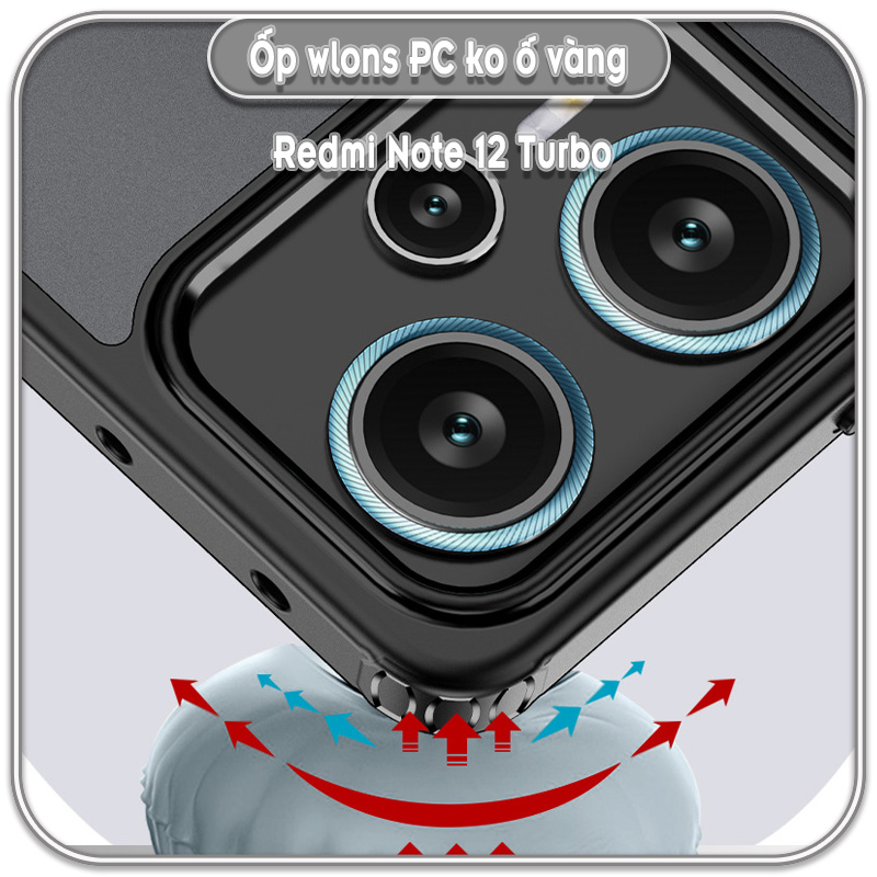 Ốp chống sốc wlons cho Redmi Note 12 Turbo - Poco F5, lưng PC không ố vàng