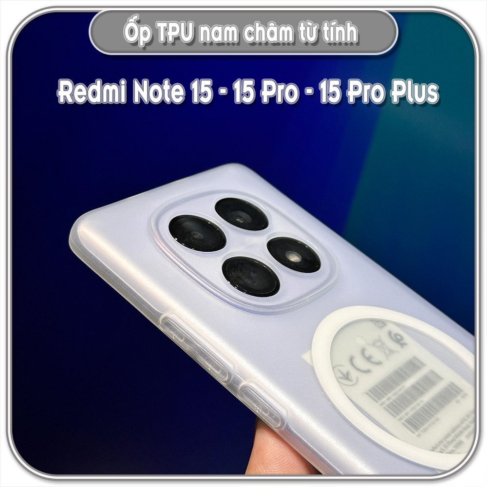 Ốp PP nhám Redmi Note 15 - 15 Pro - 15 Pro Plus, nam châm sạc từ tính
