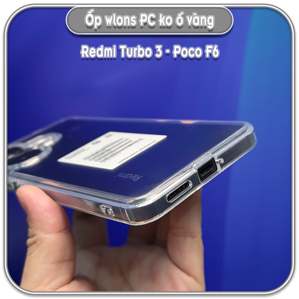 Ốp chống sốc wlons cho Redmi Turbo 3, lưng PC không ố vàng