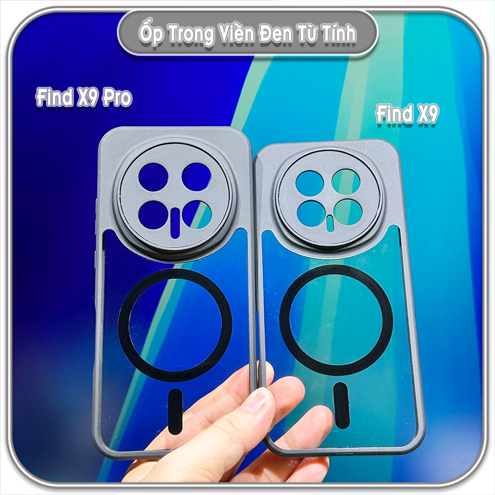 Ốp trong viền đen cho Oppo Find X9 - X9 Pro, có nam châm sạc từ tính