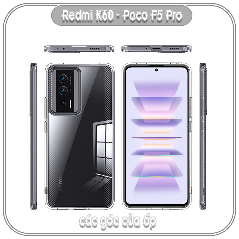 Ốp chống sốc wlons cho Redmi K60-60 Pro-60E - Poco F5 Pro, lưng PC không ố vàng