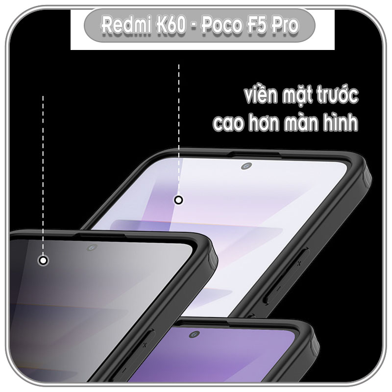 Ốp chống sốc wlons cho Redmi K60-60 Pro-60E - Poco F5 Pro, lưng PC không ố vàng