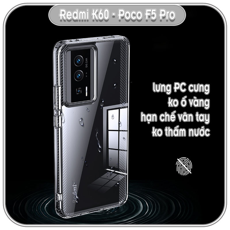 Ốp chống sốc wlons cho Redmi K60-60 Pro-60E - Poco F5 Pro, lưng PC không ố vàng