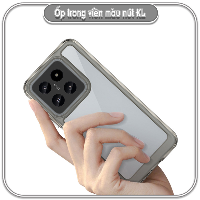 Ốp Xiaomi 14 - 14 Pro, lưng trong ko ố vàng, viền màu nút kim loại