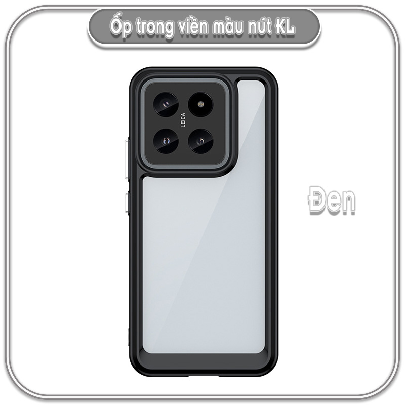 Ốp Xiaomi 14 - 14 Pro, lưng trong ko ố vàng, viền màu nút kim loại