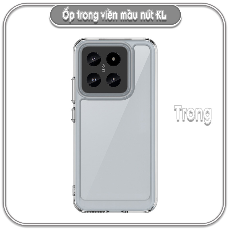 Ốp Xiaomi 14 - 14 Pro, lưng trong ko ố vàng, viền màu nút kim loại