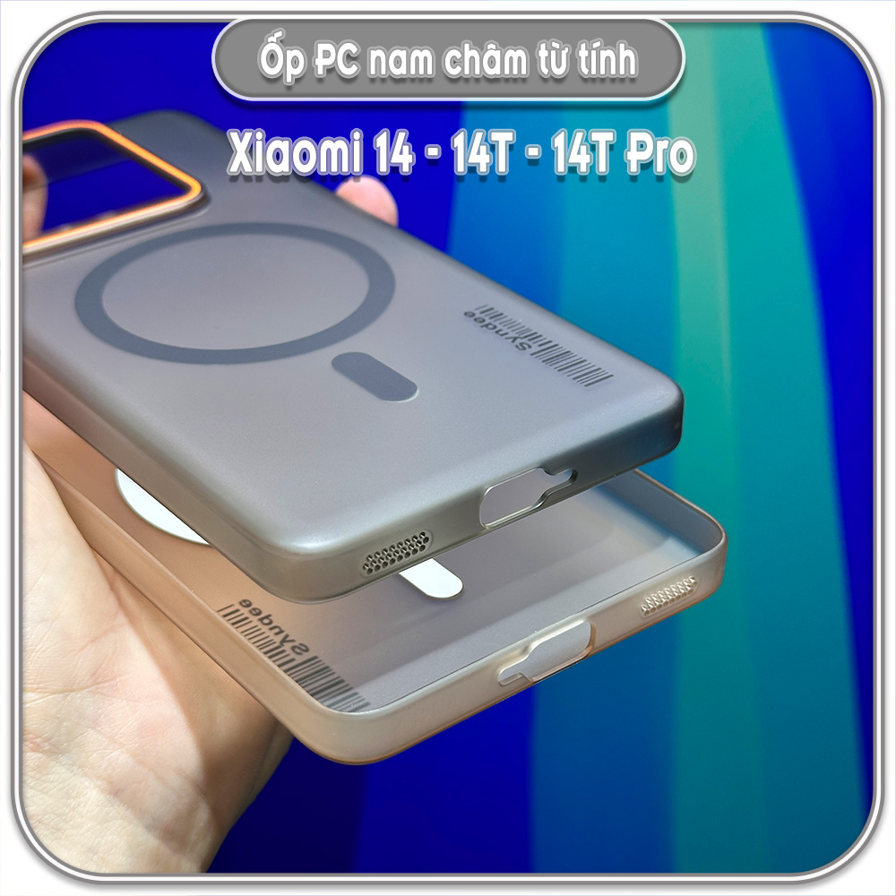 Ốp PC mỏng cho Xiaomi 14 - 14T - 14T Pro, có nam châm sạc từ tính