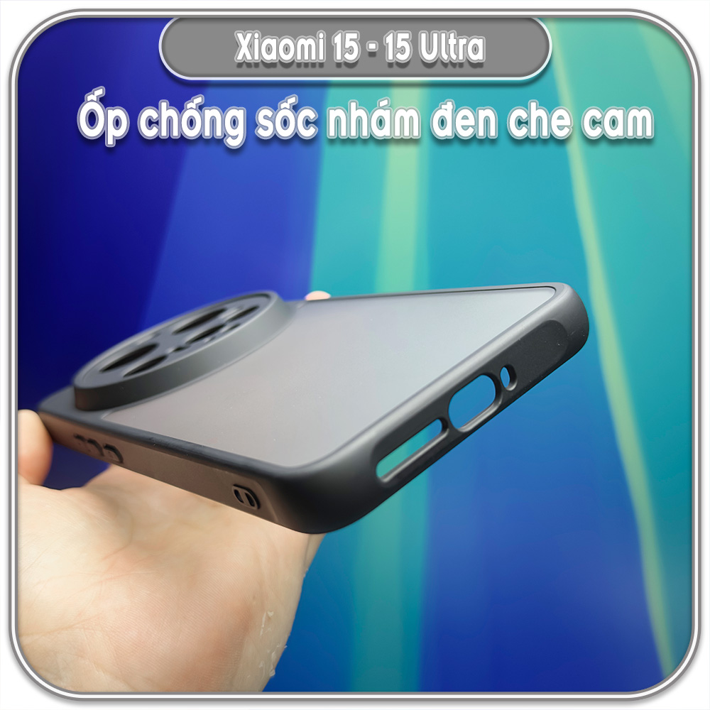 Ốp lưng chống sốc Xiaomi 15 - 15 Ultra, nhám đen che camera