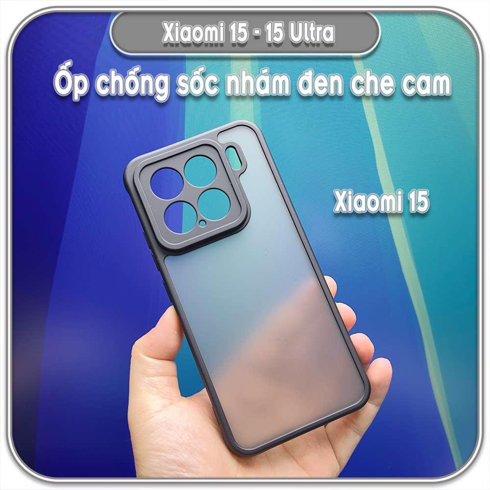 Ốp lưng chống sốc Xiaomi 15 - 15 Ultra, nhám đen che camera
