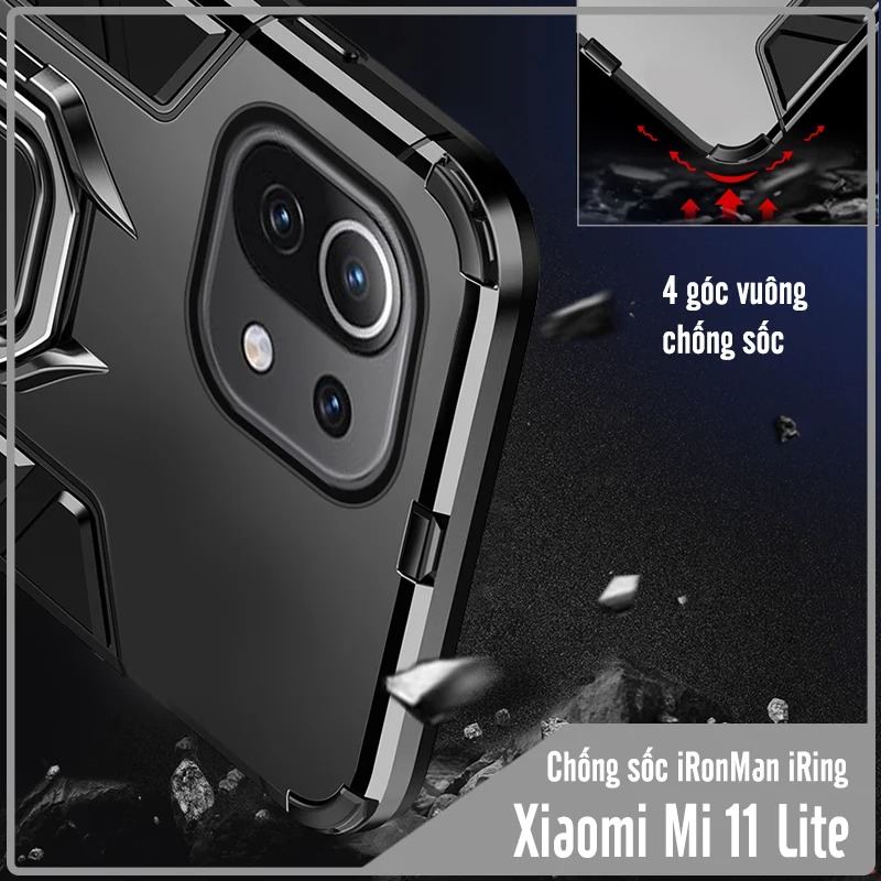 Ốp lưng cho Xiaomi Mi 11 Lite 4G - 5G iRON MAN IRING Nhựa PC cứng viền dẻo chống sốc