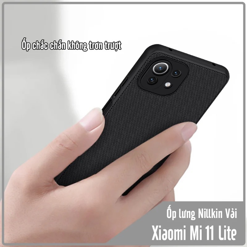 Ốp lưng cho Xiaomi Mi 11 Lite mặt lưng Vải Nillkin viền nhựa TPU dẻo