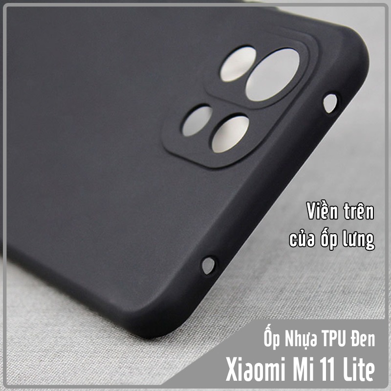 Ốp lưng cho Xiaomi Mi 11 Lite TPU dẻo đen nhám, che Camera