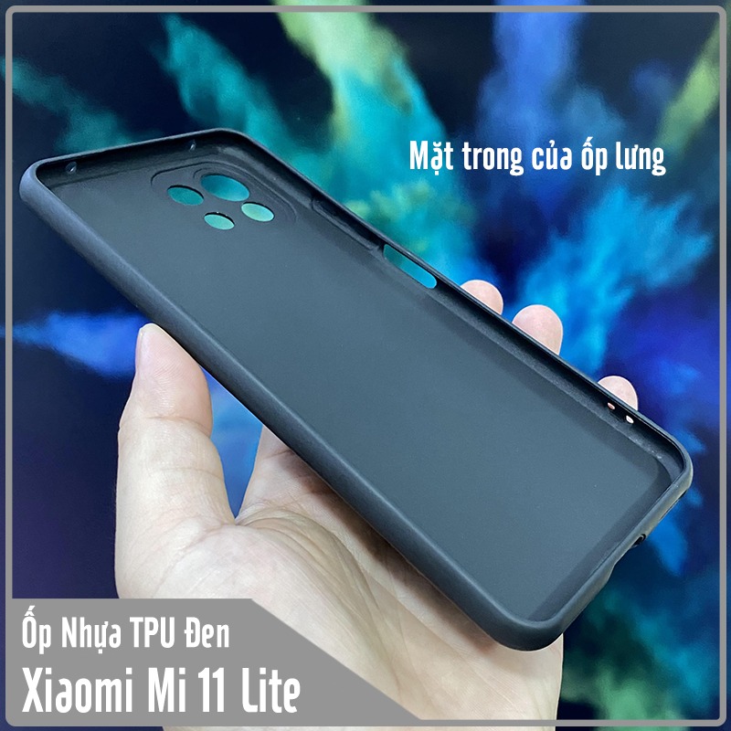 Ốp lưng cho Xiaomi Mi 11 Lite TPU dẻo đen nhám, che Camera