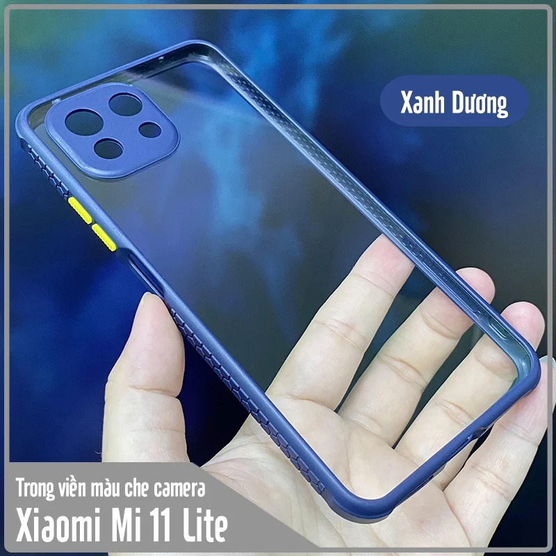 Ốp lưng Xiaomi Mi 11 Lite 4G - 5G trong viền màu che camera 4 Góc chống sốc