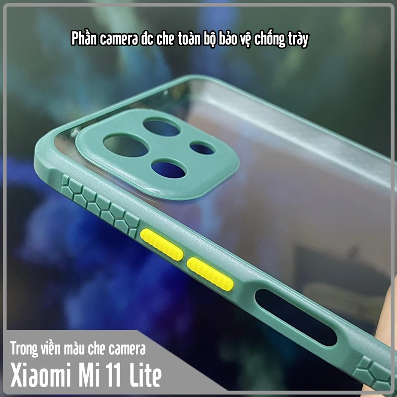 Ốp lưng Xiaomi Mi 11 Lite 4G - 5G trong viền màu che camera 4 Góc chống sốc