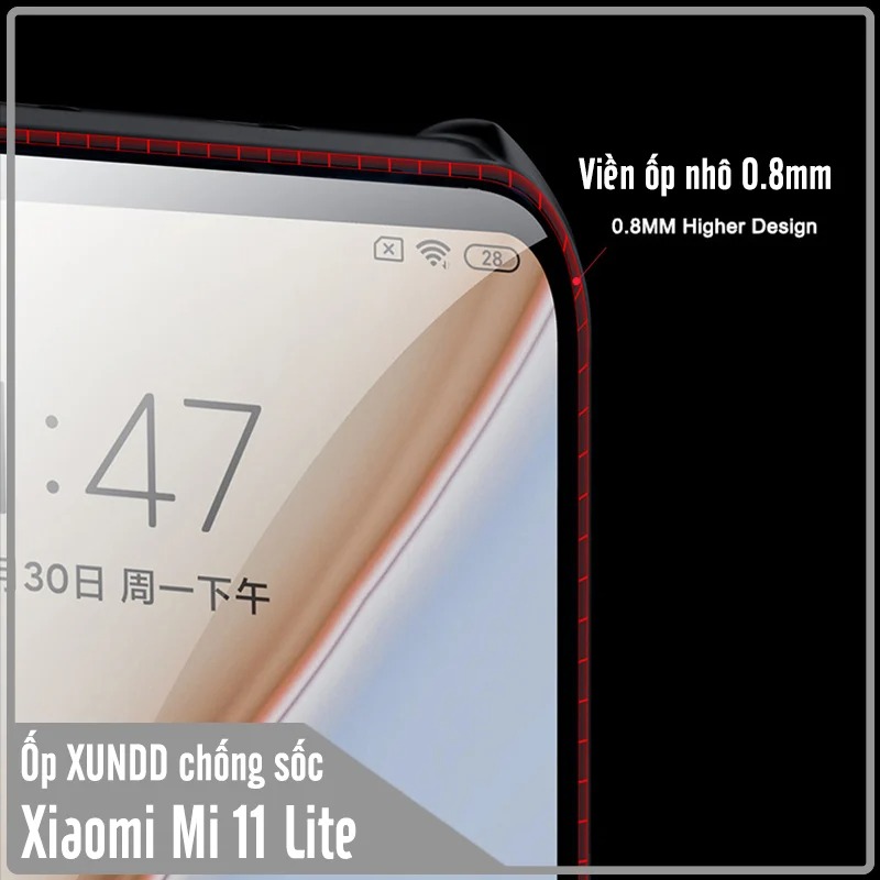 Ốp lưng cho Xiaomi Mi 11 Lite chống sốc trong viền nhựa dẻo XunDD